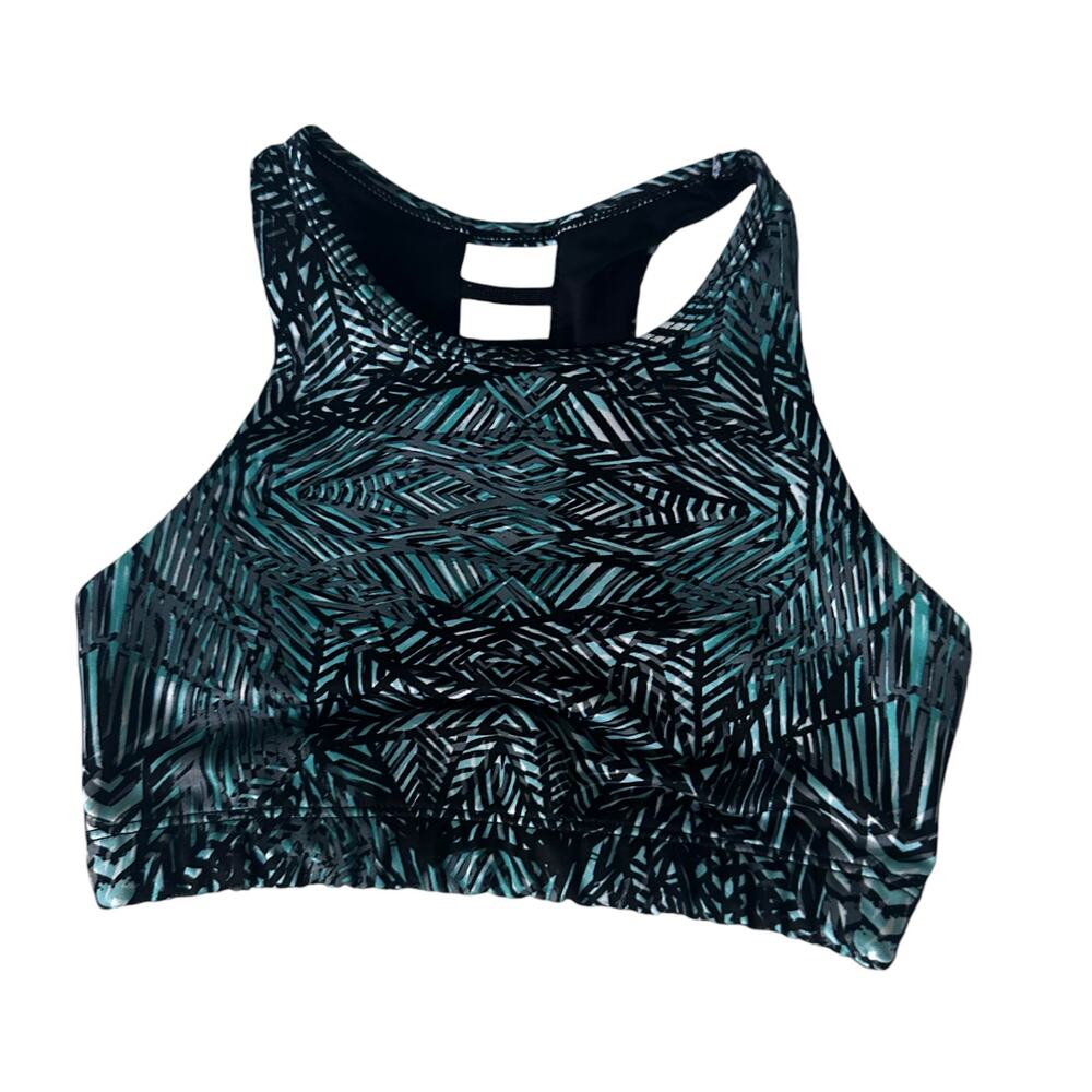 Zella Girl's Green leaf print  Sports Bra - Size small 7/8